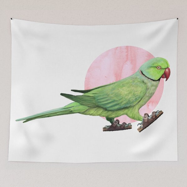 Item preview, Parakeet Wearing sandals designed and sold by CharlieCreature.