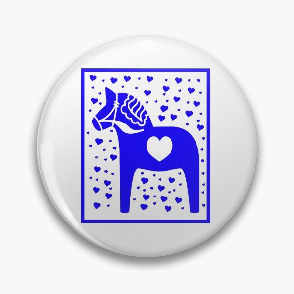 Item preview, Swedish Dala Horse Blue and yellow Hearts designed and sold by funnytshirtemp.