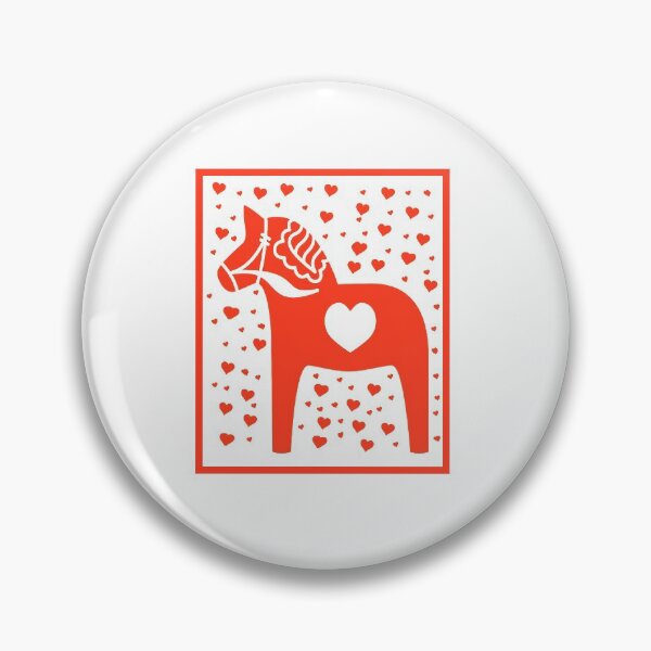 Item preview, Swedish Dala Horse Red Hearts Stencil Look designed and sold by funnytshirtemp.
