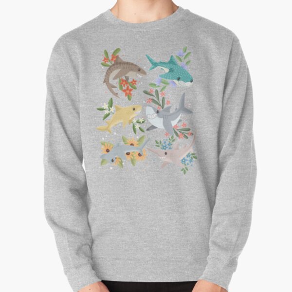 Floral Sharks Pullover Sweatshirt