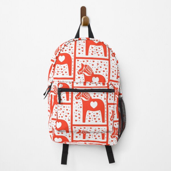 Item preview, Swedish Dala Horse Red Hearts Stencil Look designed and sold by funnytshirtemp.