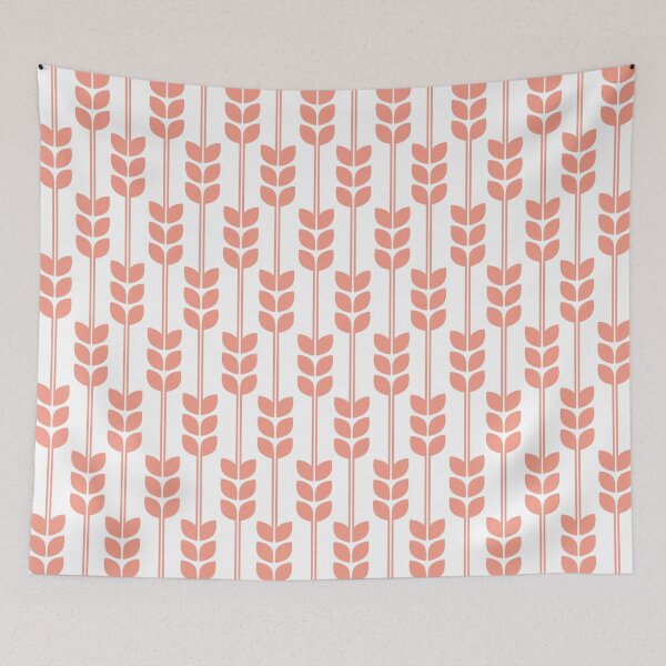 Item preview, Wheat Pattern in Coral on White designed and sold by carabara.