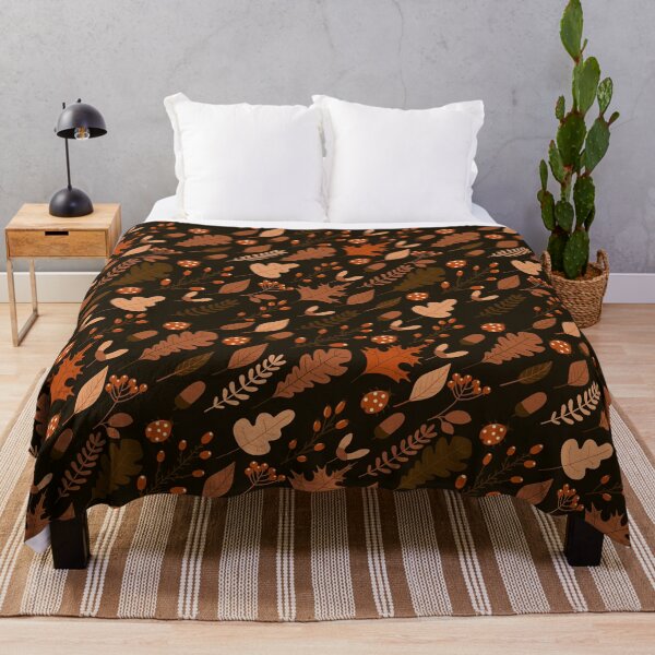 Item preview, Autumn Leaves and Ladybugs Pattern Dark designed and sold by space-kitten.