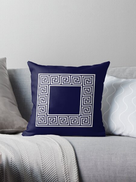 Artikel-Vorschau von Navy Blue griechischen Key Mäander Square, designt und verkauft von rewstudio.