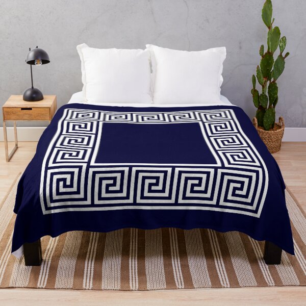 Item preview, Navy Blue Greek Key Meander Square designed and sold by rewstudio.