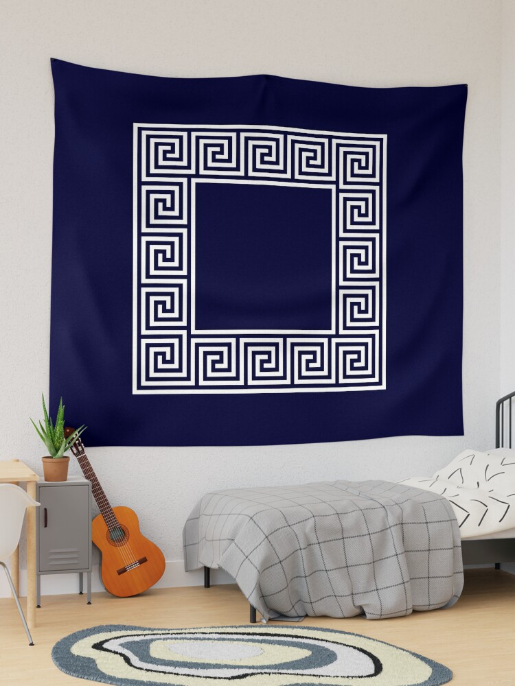 Meander Greek Key Design Cut to Size Teal Blue 26 Width x Your