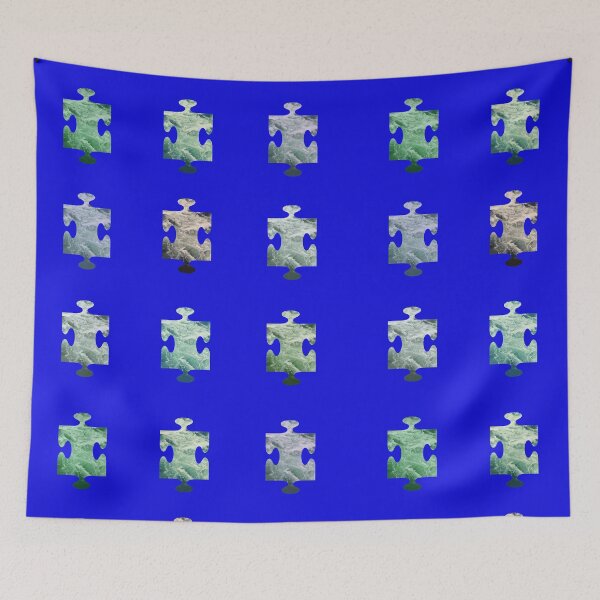Item preview, Ocean Blue Nagara Falls waves in a rustic design of waves in Puzzle Piece Pattern in Blue Background  designed and sold by Vero De.