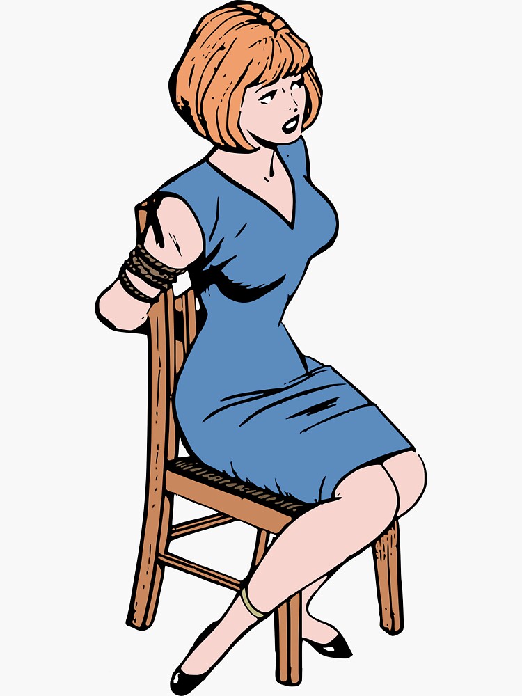 "female hostage tied to a chair" Sticker by crazytocool | Redbubble