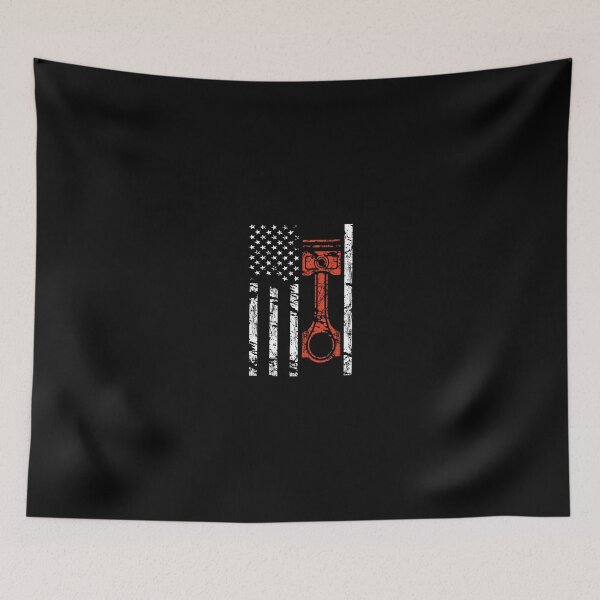 Item preview, Vintage American Flag and Piston Muscle Car designed and sold by liebergsofia.