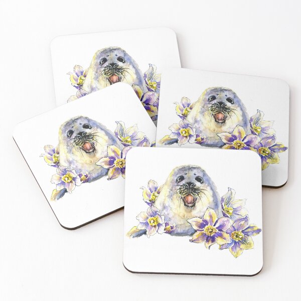 Item preview, Bakal lake little white seal in flowers designed and sold by Zavyalova-art.