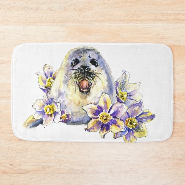 Item preview, Bakal lake little white seal in flowers designed and sold by Zavyalova-art.