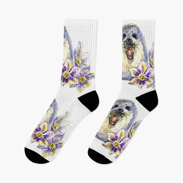 Item preview, Bakal lake little white seal in flowers designed and sold by Zavyalova-art.