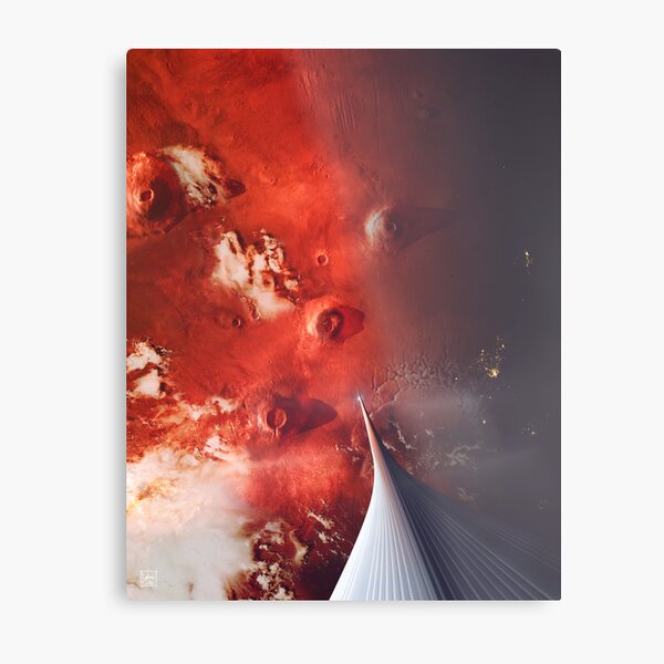 The Space Elevator to Mars - Descent At Dusk Metal Print