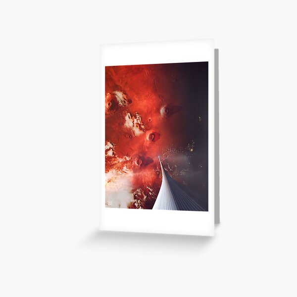The Space Elevator to Mars - Descent At Dusk Greeting Card