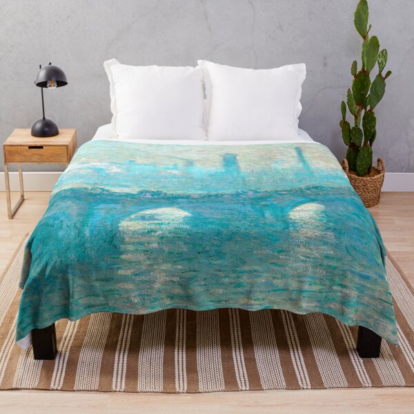 Item preview, monet bridge painting blue green designed and sold by SFTStudio.