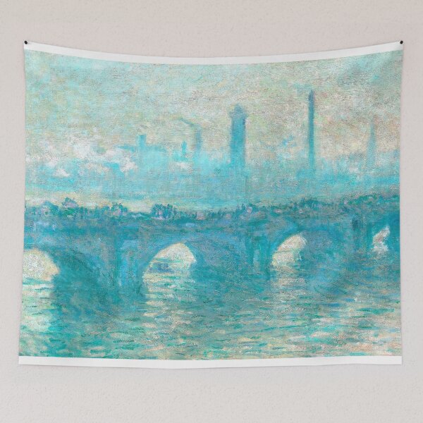 Item preview, monet bridge painting blue green designed and sold by SFTStudio.