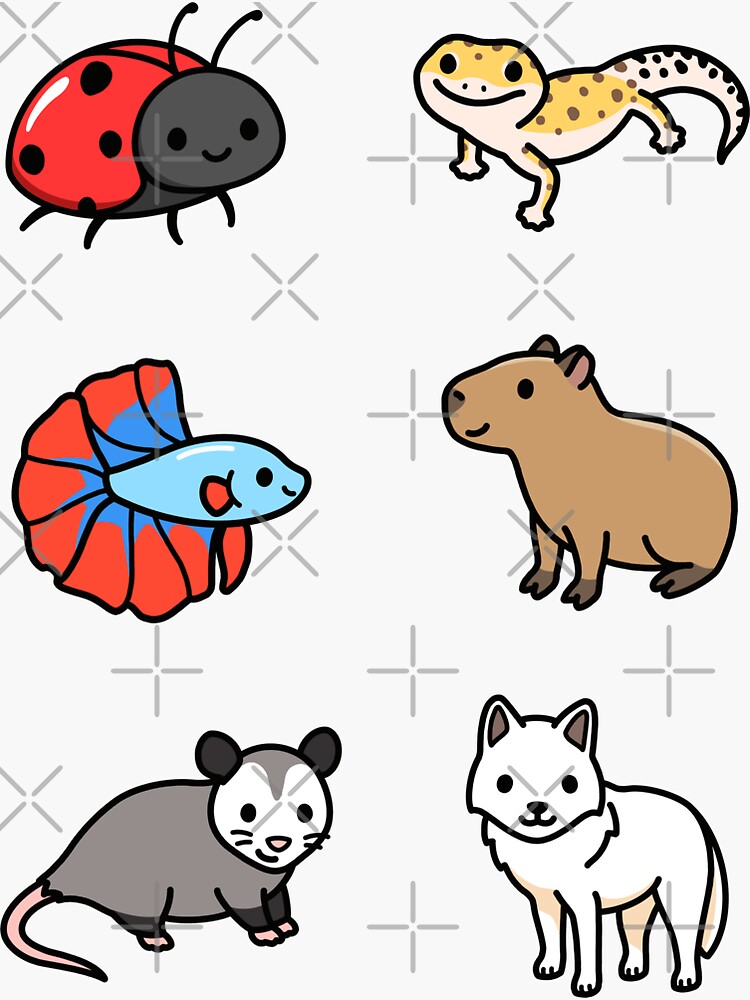Cute Animal Sticker Pack 6 Sticker for Sale by littlemandyart