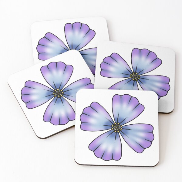 Item preview, Graphic Blue and Purple Four Petal Flower Illustration designed and sold by PosyAndPetrova.