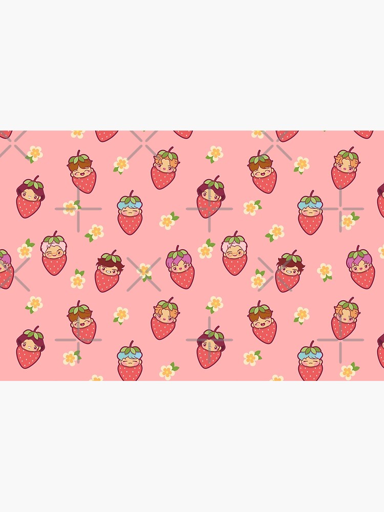 BTS Strawberry Patch PINK ~Pouches & Pillows~ by MikaBees