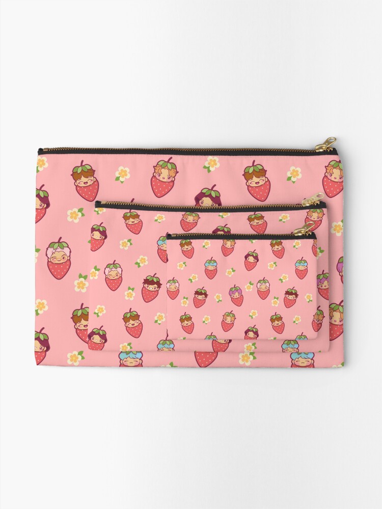 Alternate view of BTS Strawberry Patch PINK ~Pouches & Pillows~ Zipper Pouch