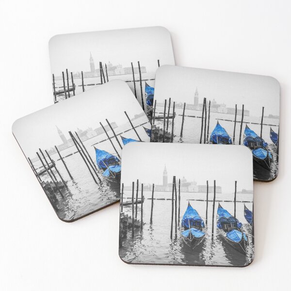 Item preview, Venetian Gondolas in black, white and blue. designed and sold by Ana Fidalgo.