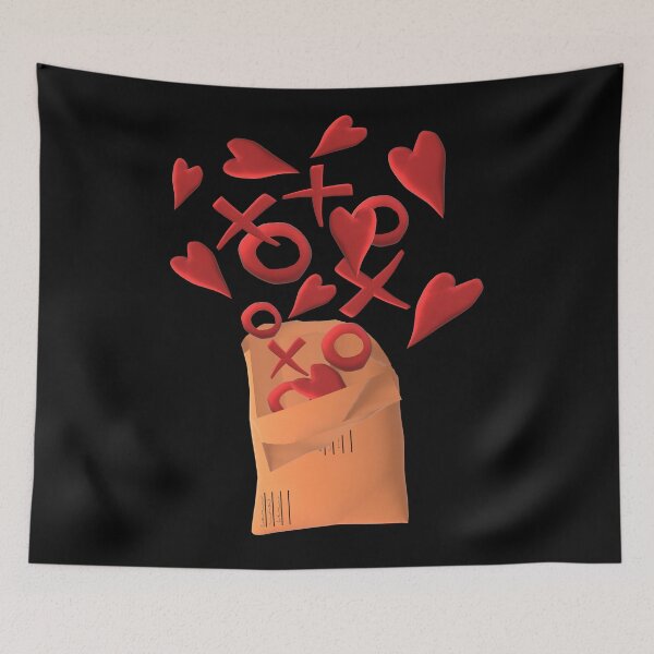 Item preview, Send Love. Happy Snail Mail Envelope with Hearts, X's and O's. (Black Background) designed and sold by ArtByLM.