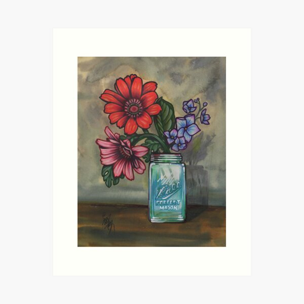 morning coffee with daisies Art Print