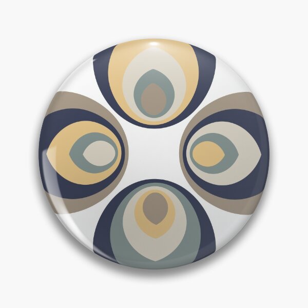 Item preview, Navy Beige Yellow Peacock Abstract Pattern designed and sold by candhdesigns.