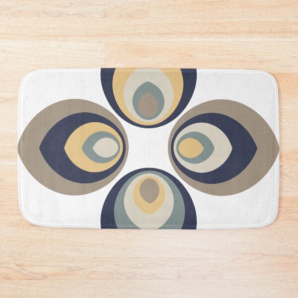 Item preview, Navy Beige Yellow Peacock Abstract Pattern designed and sold by candhdesigns.