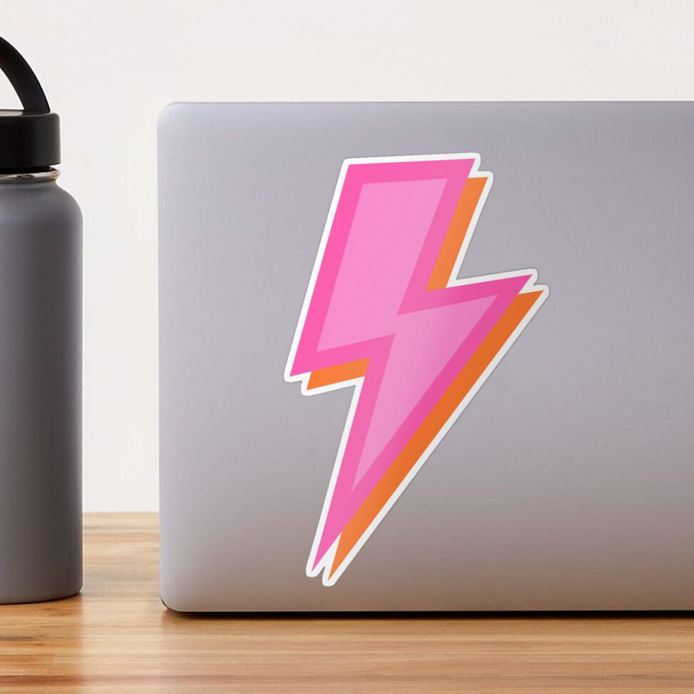 Pink and Orange Lightning Bolts  Sticker for Sale by OneThreeSix