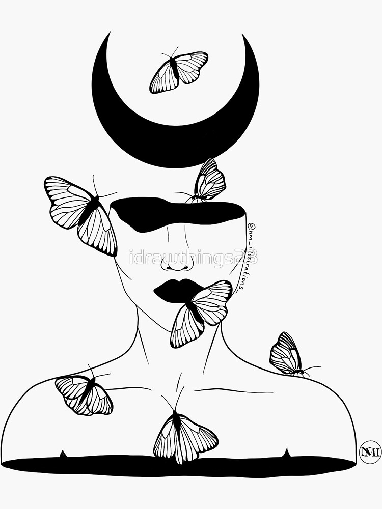 "Butterfly face." Sticker for Sale by idrawthings23 Redbubble