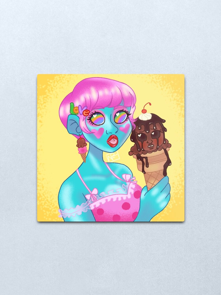 Surreal Icecream Girl Metal Print By Kittyypop Redbubble