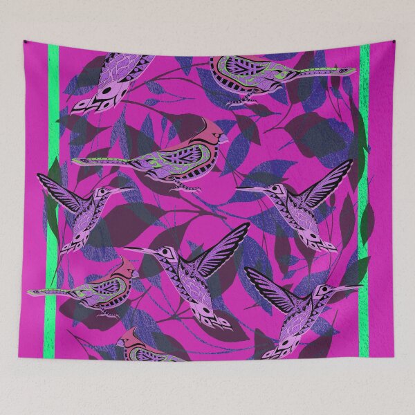 Item preview, pink boho floral birds mockingbird mexican patterns ecopop designed and sold by jorgelebeau.