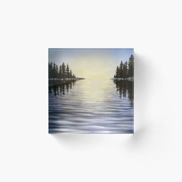 Signal - lake landscape painting Acrylic Block