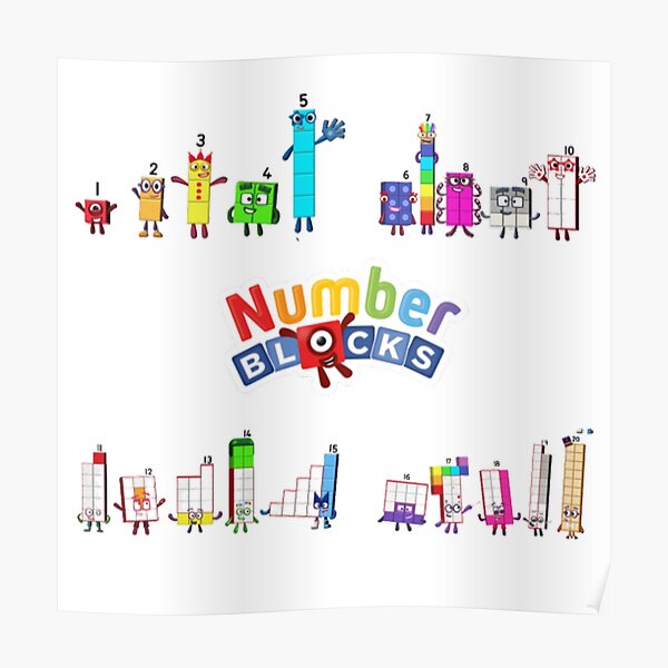 Number blocks numbers 1 to 20 Poster