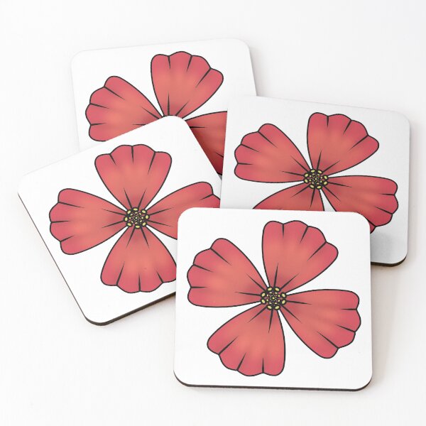 Item preview, Deep Red Four Petal Flower Illustration designed and sold by PosyAndPetrova.