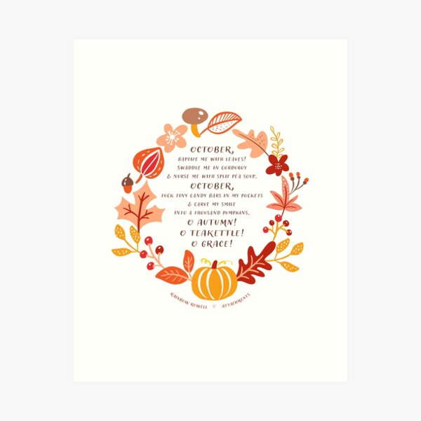 Item preview, October Ode by Rainbow Rowell - Cute Fall Botanical Illustrated Quote designed and sold by RecklessRosey.