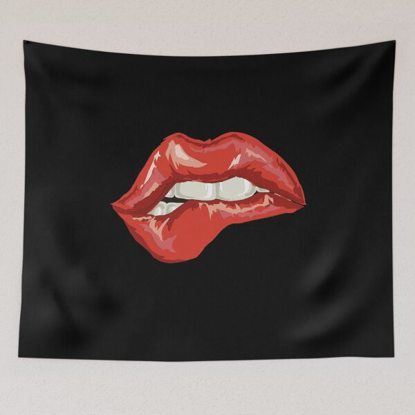 Item preview, Sexy Red Lips Seductive Bite Kissable Mouth Romance   designed and sold by BornDesign.