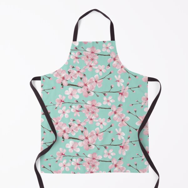Item preview, cherry blossom on mint, pink cherry blossom watercolor designed and sold by MagentaRose.