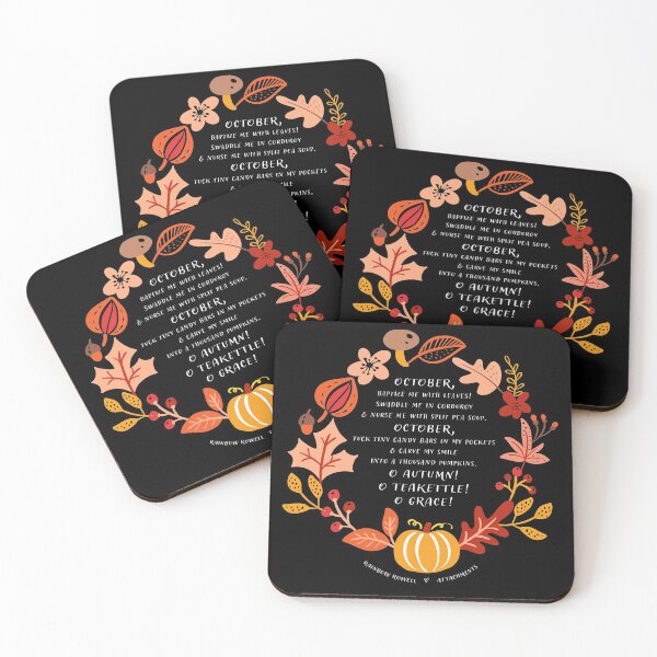 Item preview, October Ode by Rainbow Rowell - Cute Fall Botanical Illustrated Quote - None More Black Remix designed and sold by RecklessRosey.