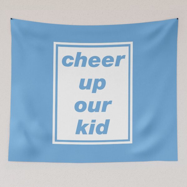 Item preview, 'Cheer Up Our Kid' Oasis inspired design in white designed and sold by Rodney's Marketplace.
