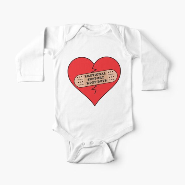 APOYO EMOCIONAL KPOP NIÑOS Roto Heart Band Aid ROJO Body de manga larga para bebé