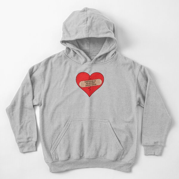 SOUTIEN ÉMOTIONNEL KPOP BOYS Bandelette Coeur Brisé ROUGE Sweat à capuche épais enfant