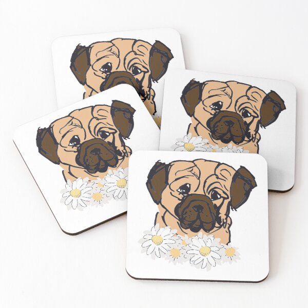 Item preview, pug with flowers designed and sold by NinaBetterNot.