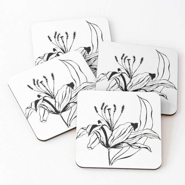 Item preview, Calligraphy black and white lily flower designed and sold by ZalinaKadyrova.