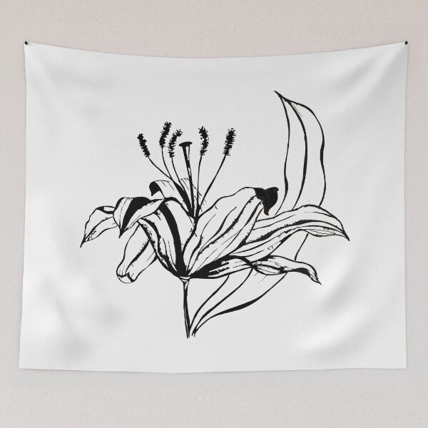 Item preview, Calligraphy black and white lily flower designed and sold by ZalinaKadyrova.