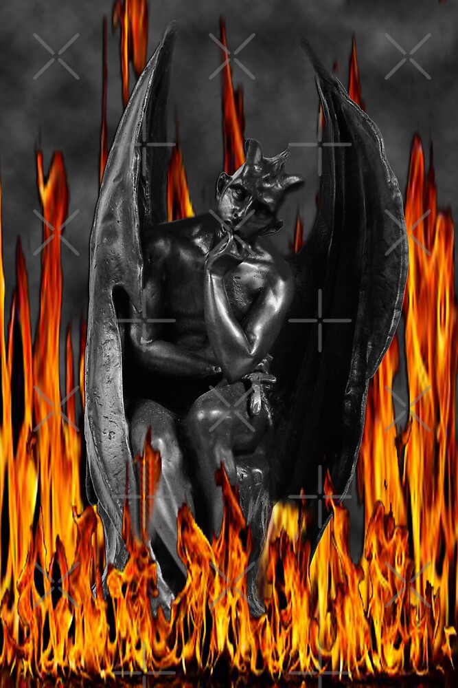 LUCIFER FALLEN ANGEL IN FLAMES DEVIL Von Bonita Redbubble   Flat,1000x1000,075,f.u11 