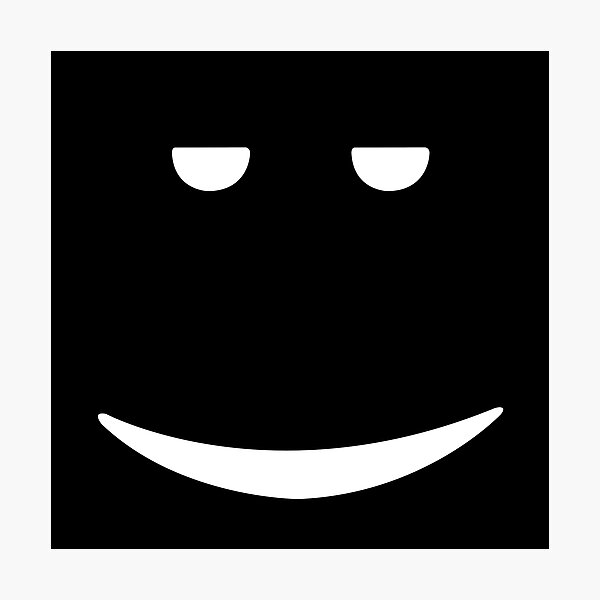 Super Super Happy Face Roblox White Photographic Print By T Shirt Designs Redbubble - rose face roblox