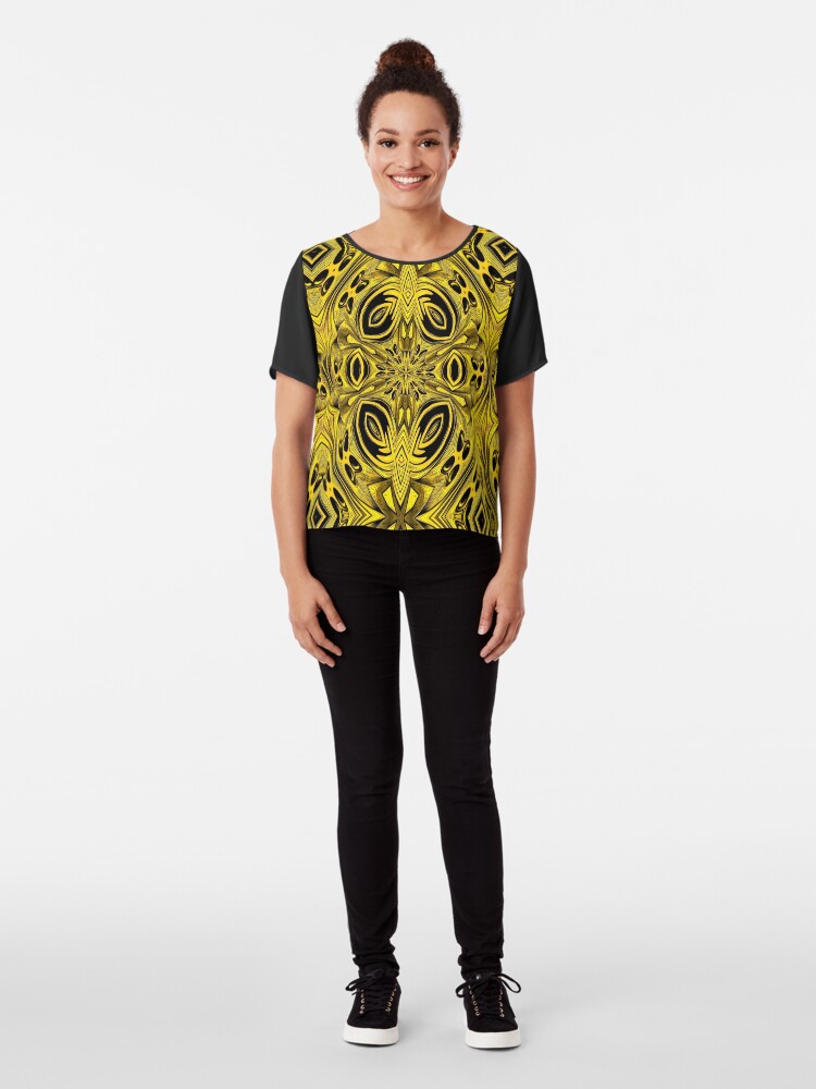 Alternate view of Golden Gratings (4) Chiffon Top