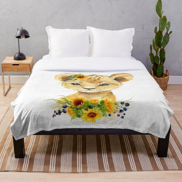 Artikelvorschau, Löwenbaby mit gelben Blumensonnenblumen entworfen und verkauft von Paulele.